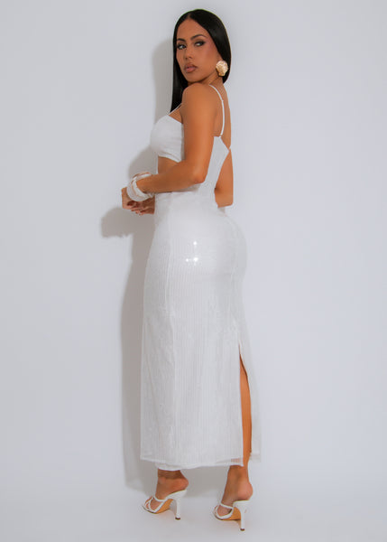 Glittering Kiss Sequin Mini Dress White main image 1