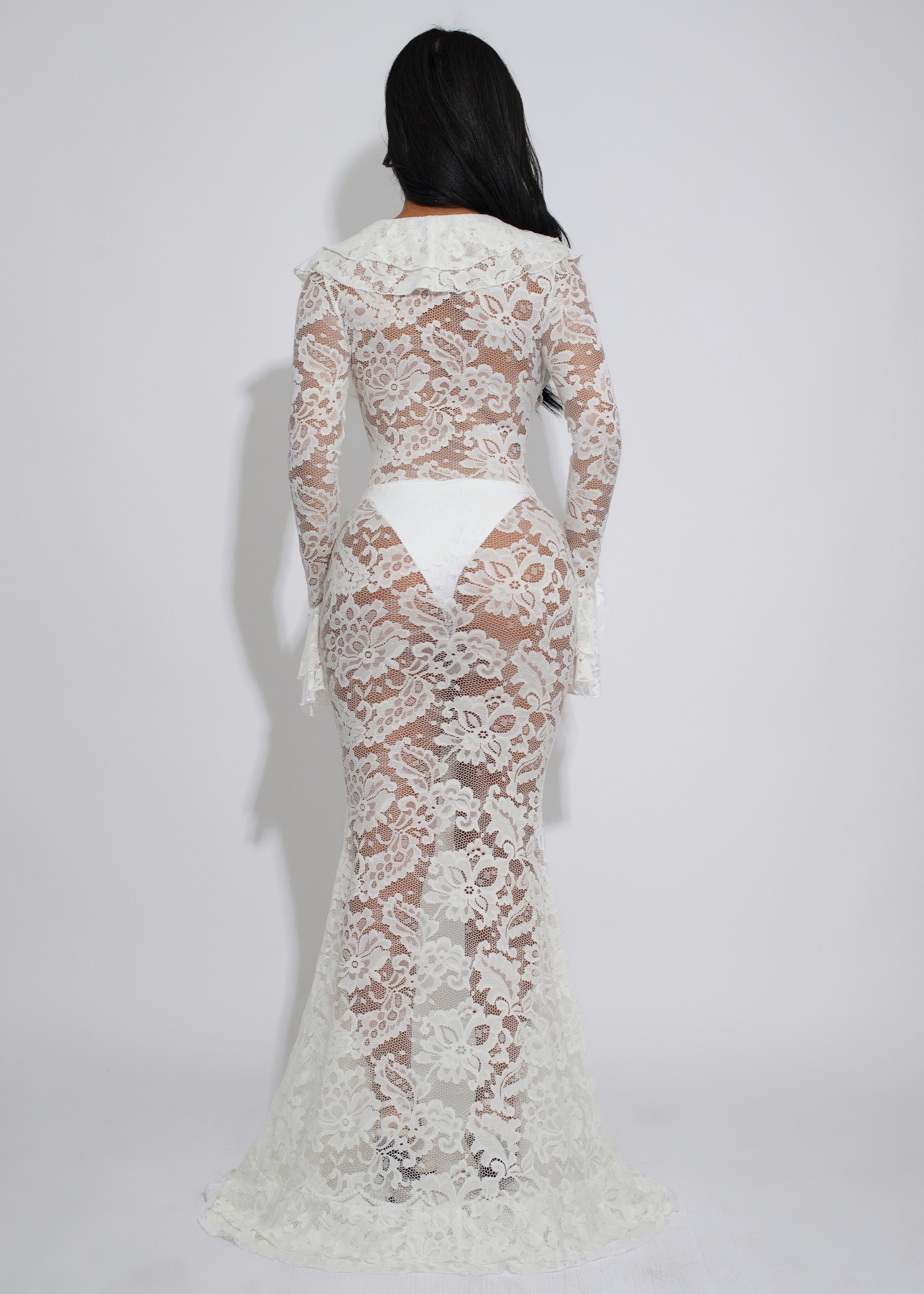 Divine Incantation Floral Lace Maxi Dress White