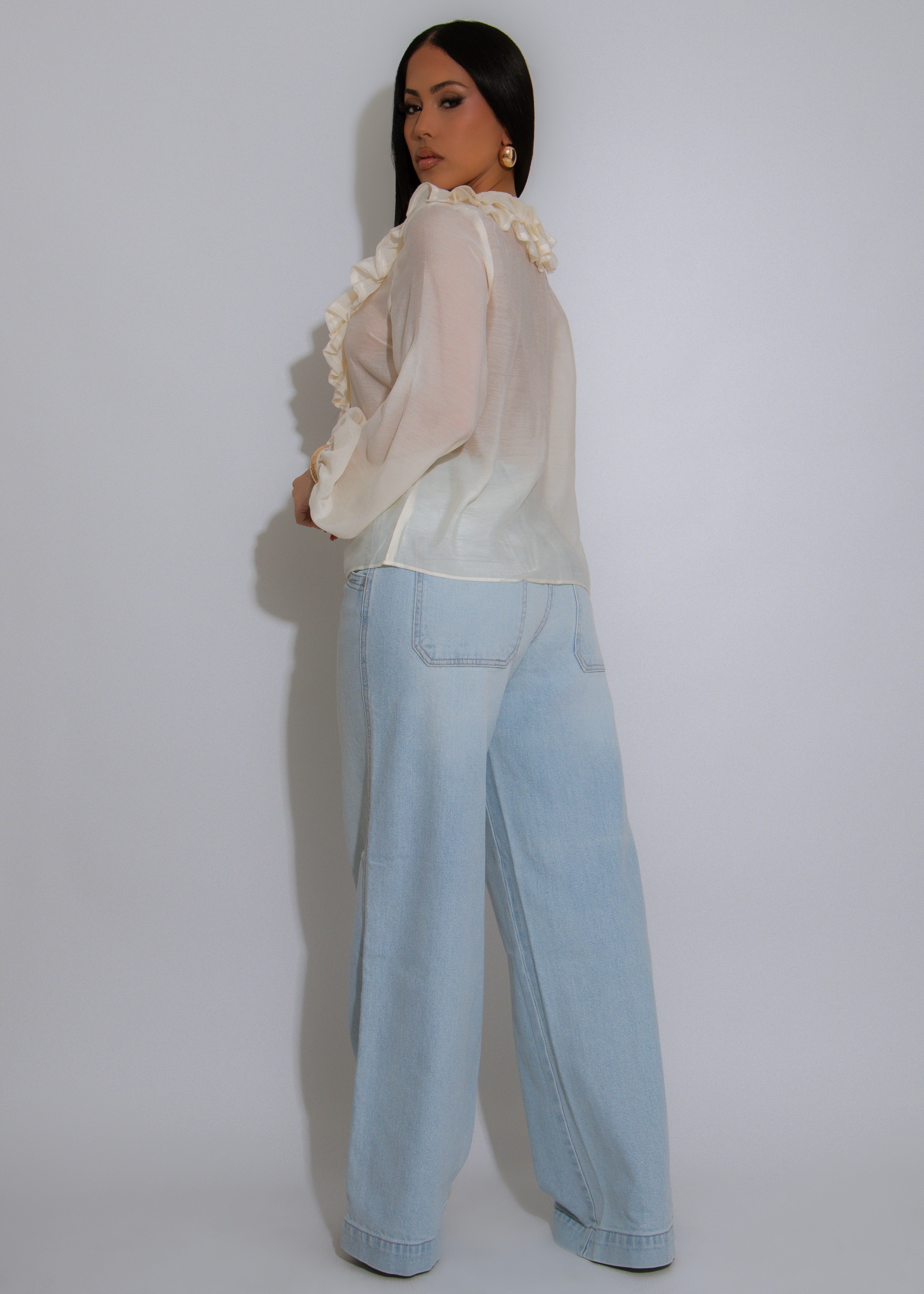 The Amélie Ruffle Long Top White