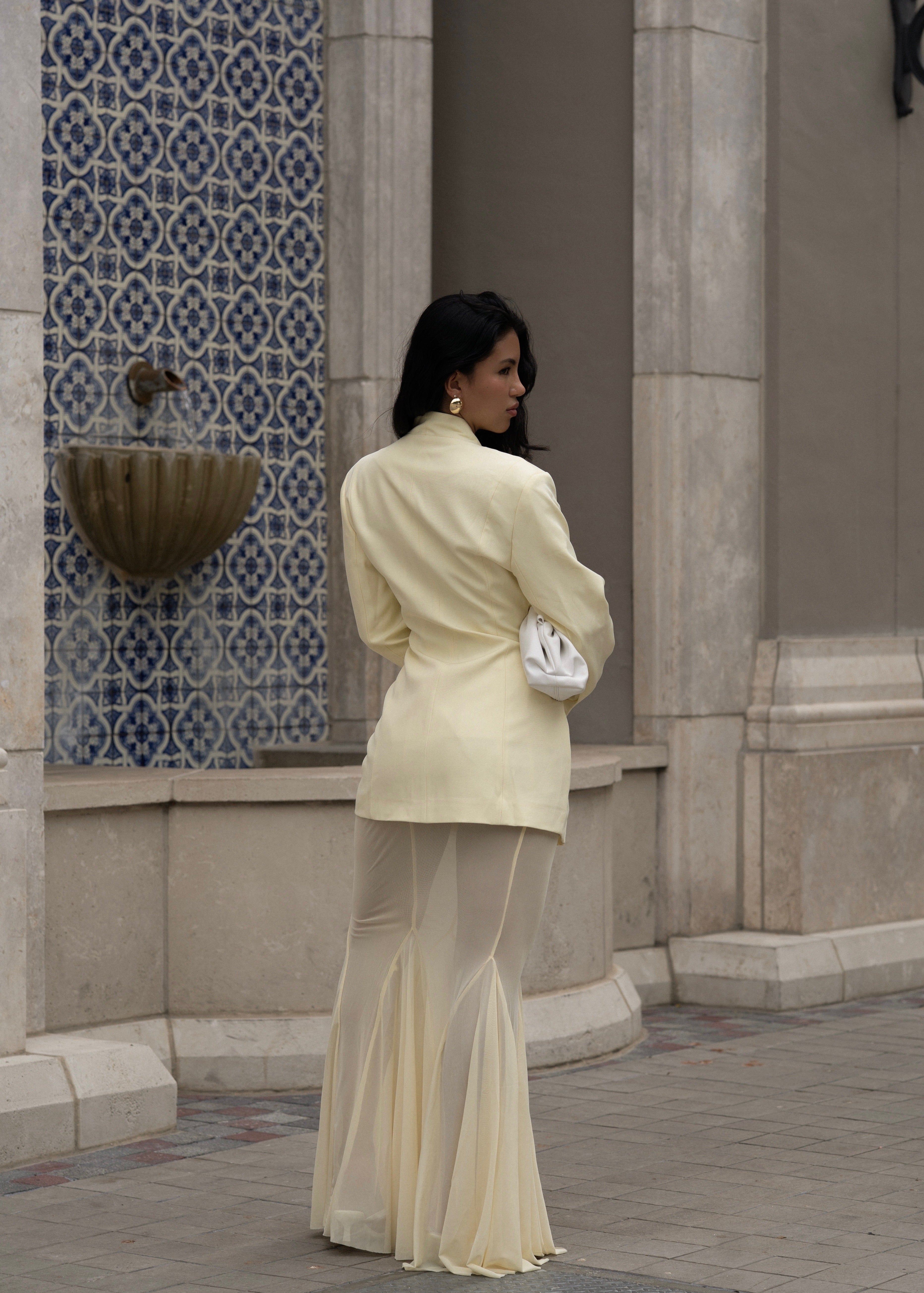 Luxe Layers Mesh Skirt Set Yellow