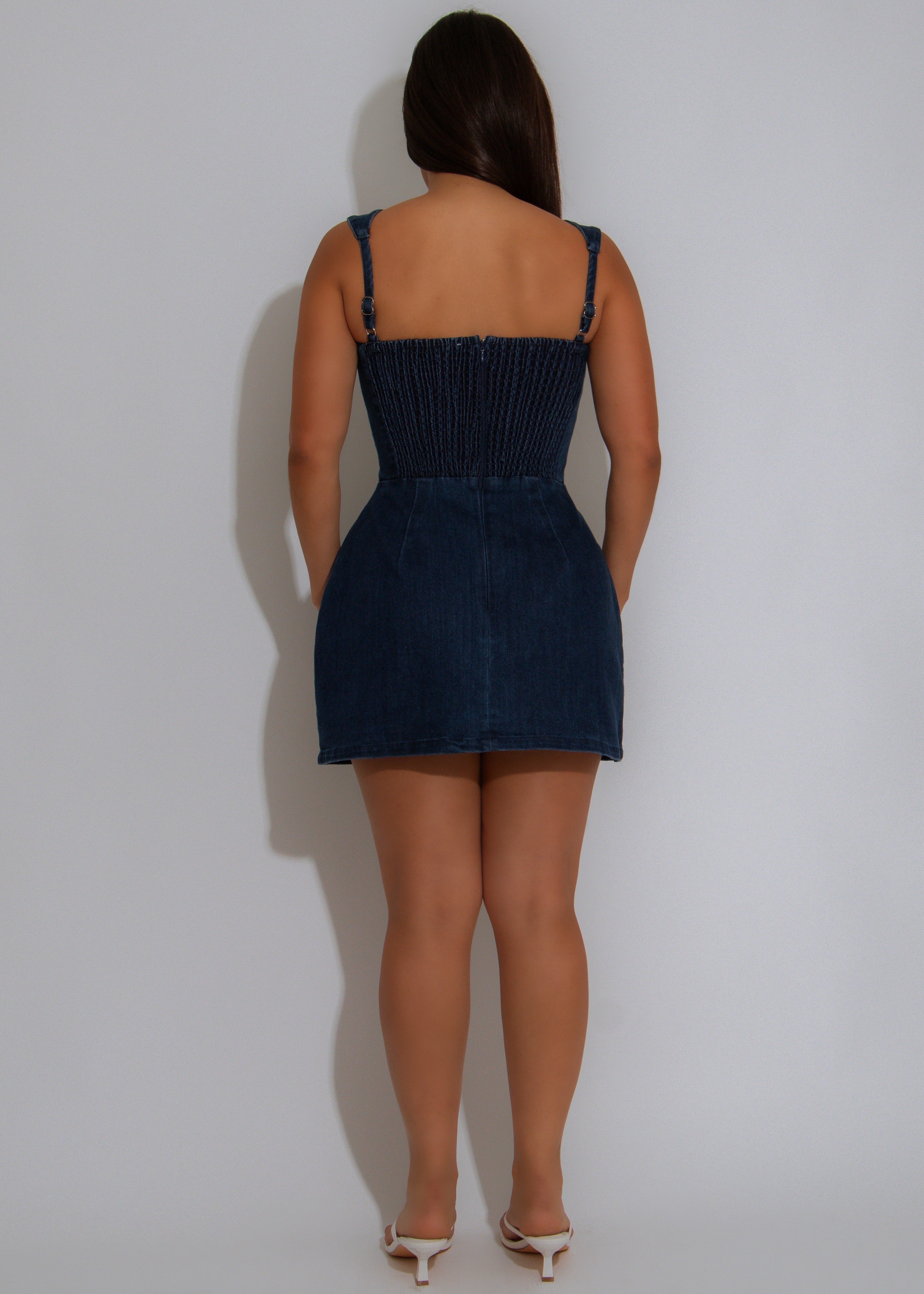 The Pocket Play Cargo Mini Dress Dark Denim