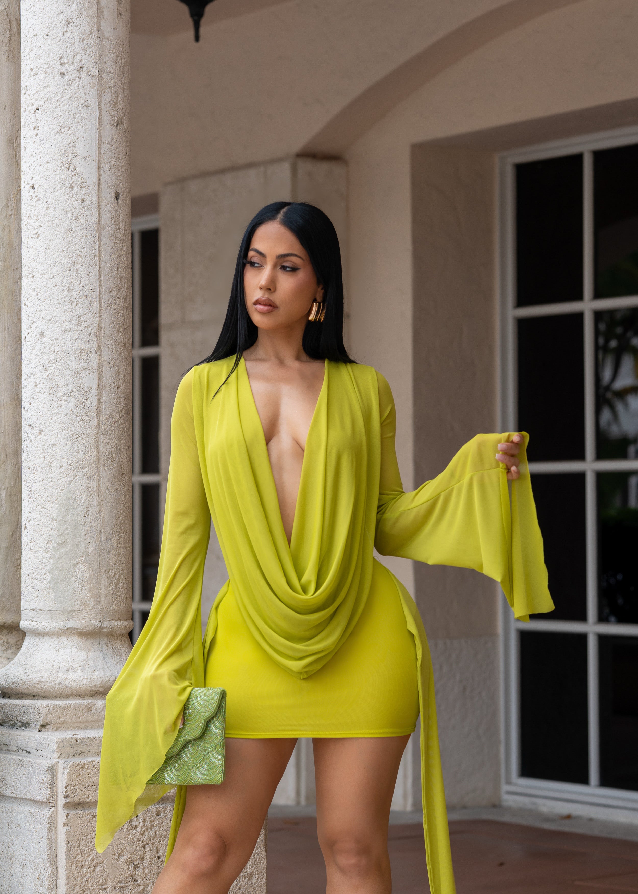 Your Best Wish Mesh Mini Dress Green