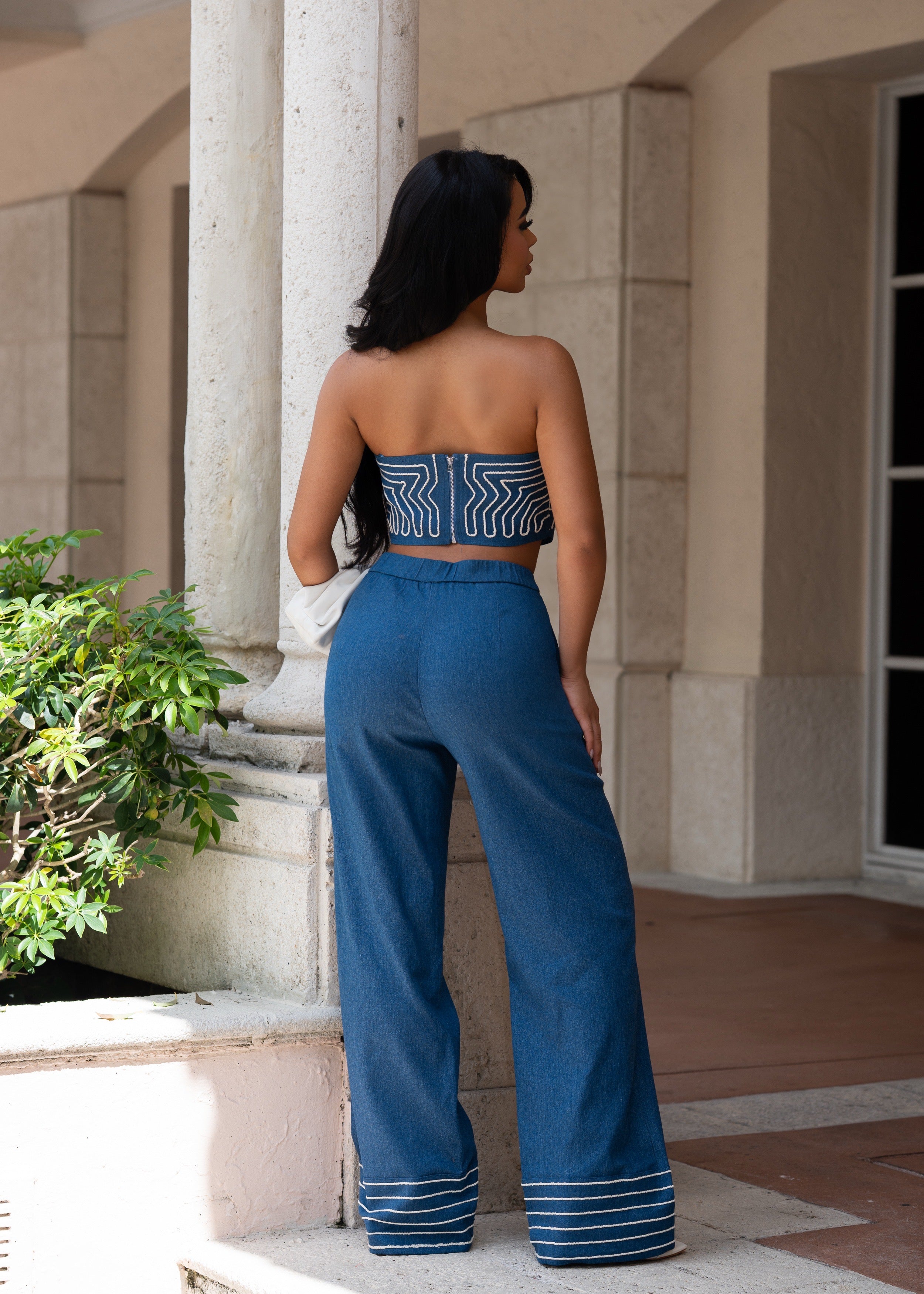 Riviera Lines Pant Set Denim