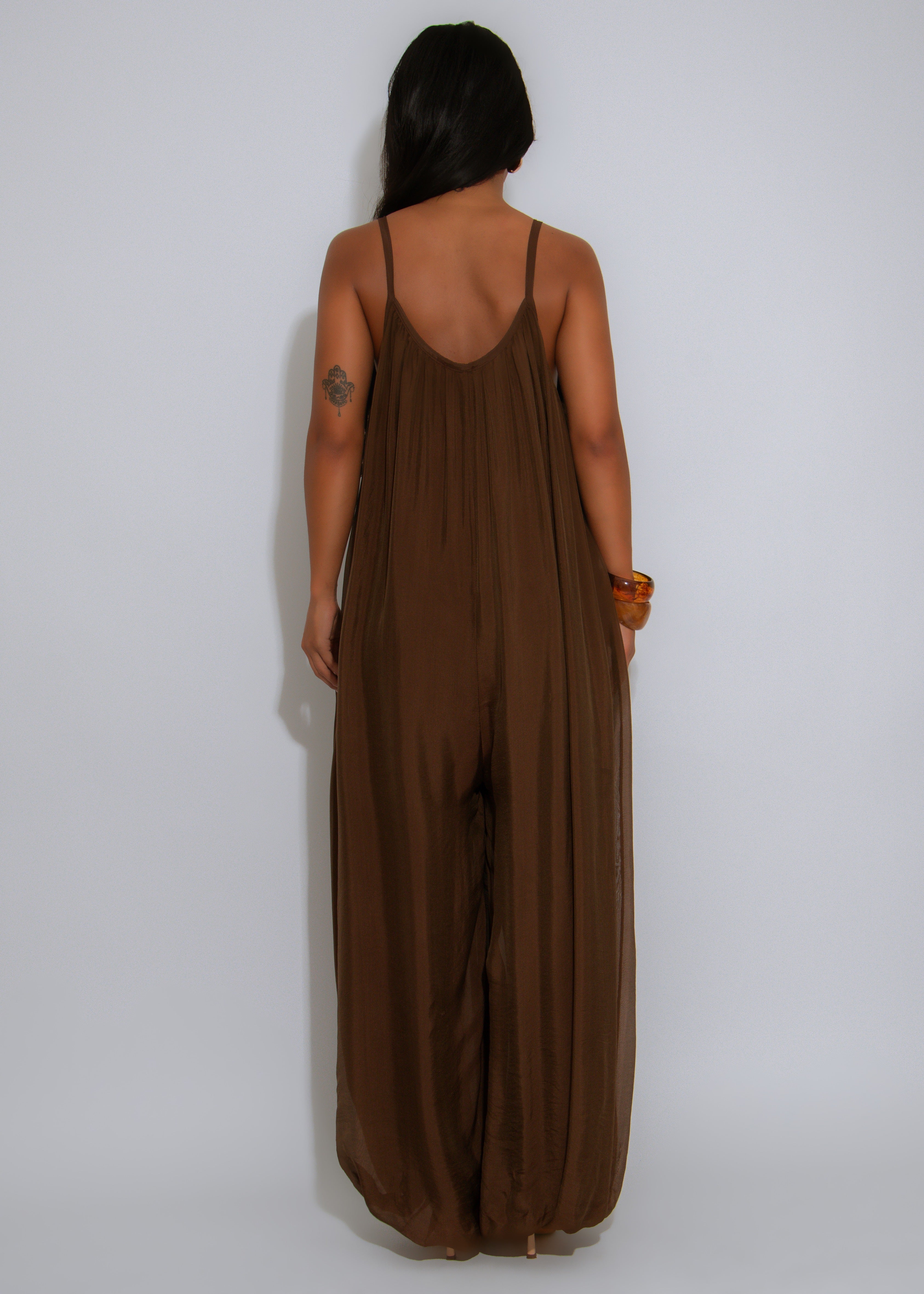 Effortless Essence Ruched Jumpsuit Brown