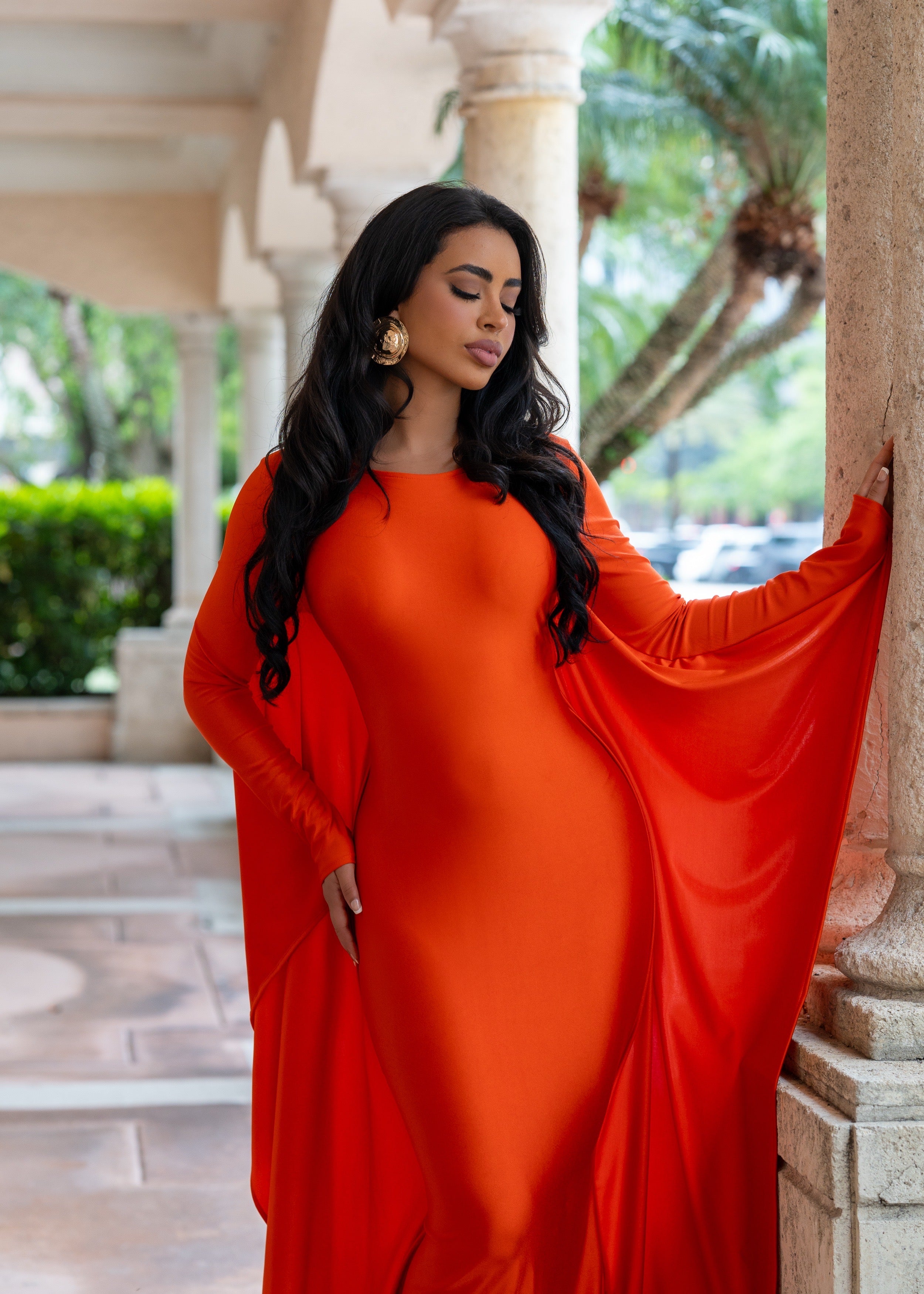 Fluid Elegance Maxi Dress Orange