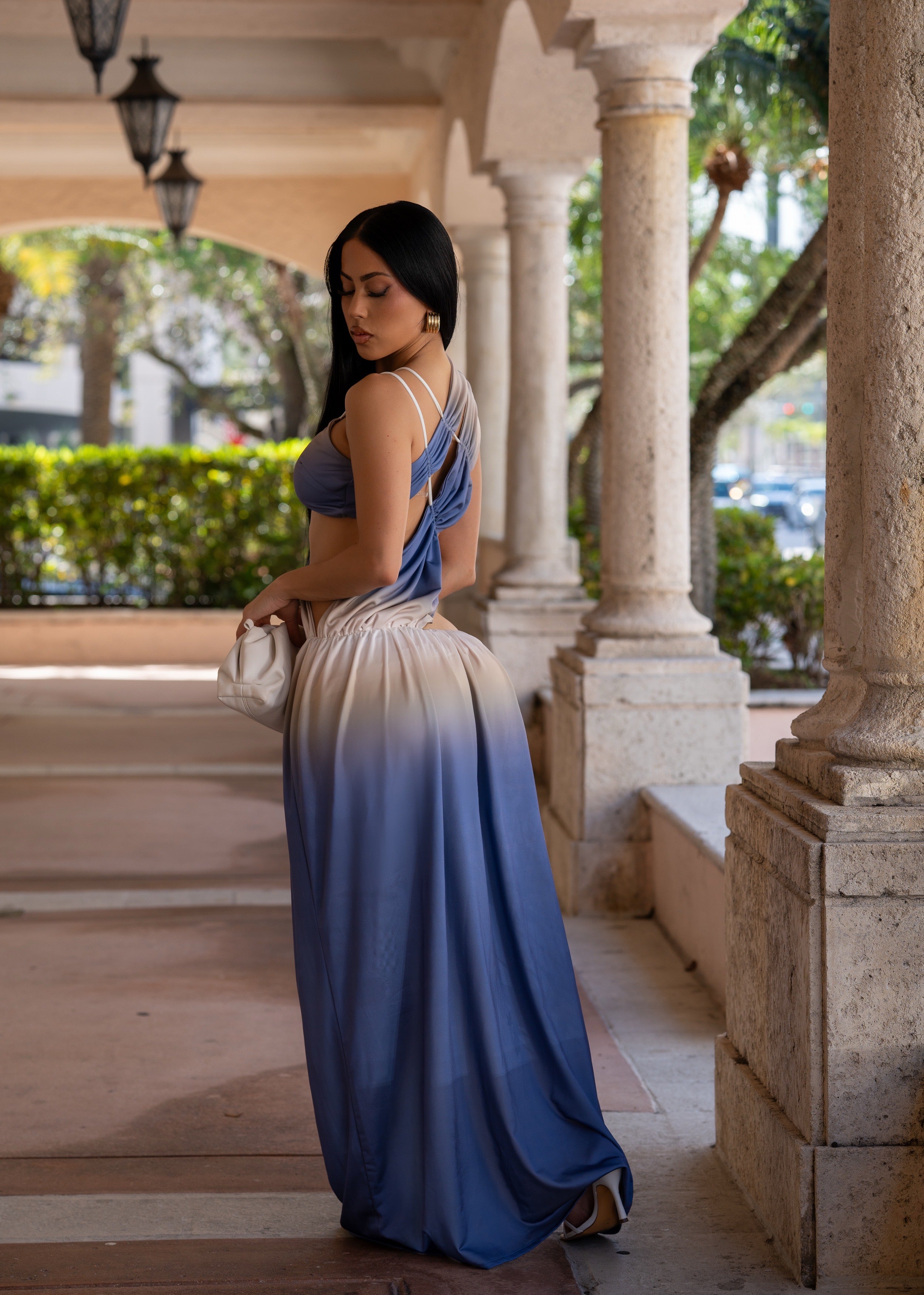 Enchanted Seduction Ruched Maxi Dress Blue