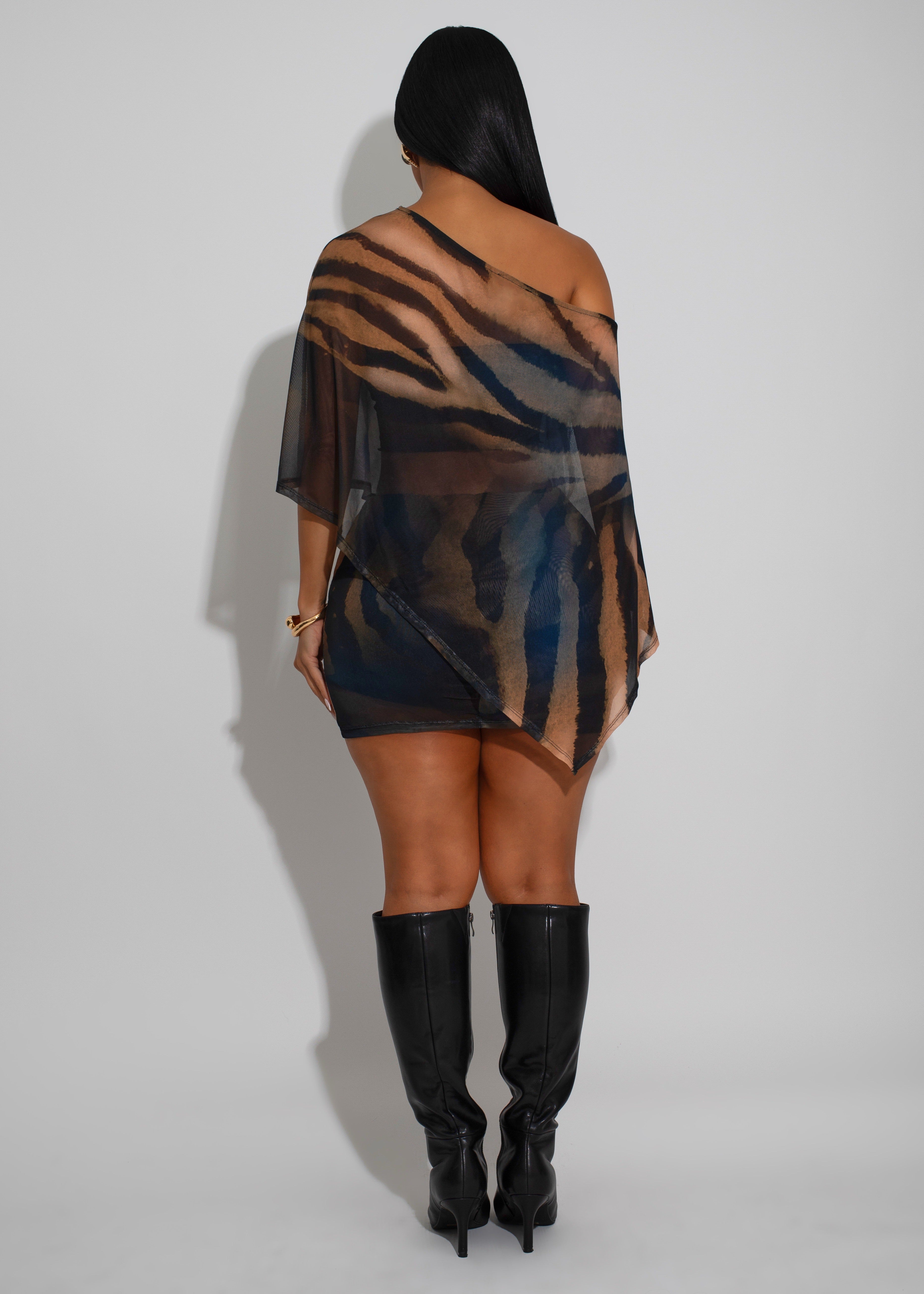Desert Flame Mesh Skirt Set Nude