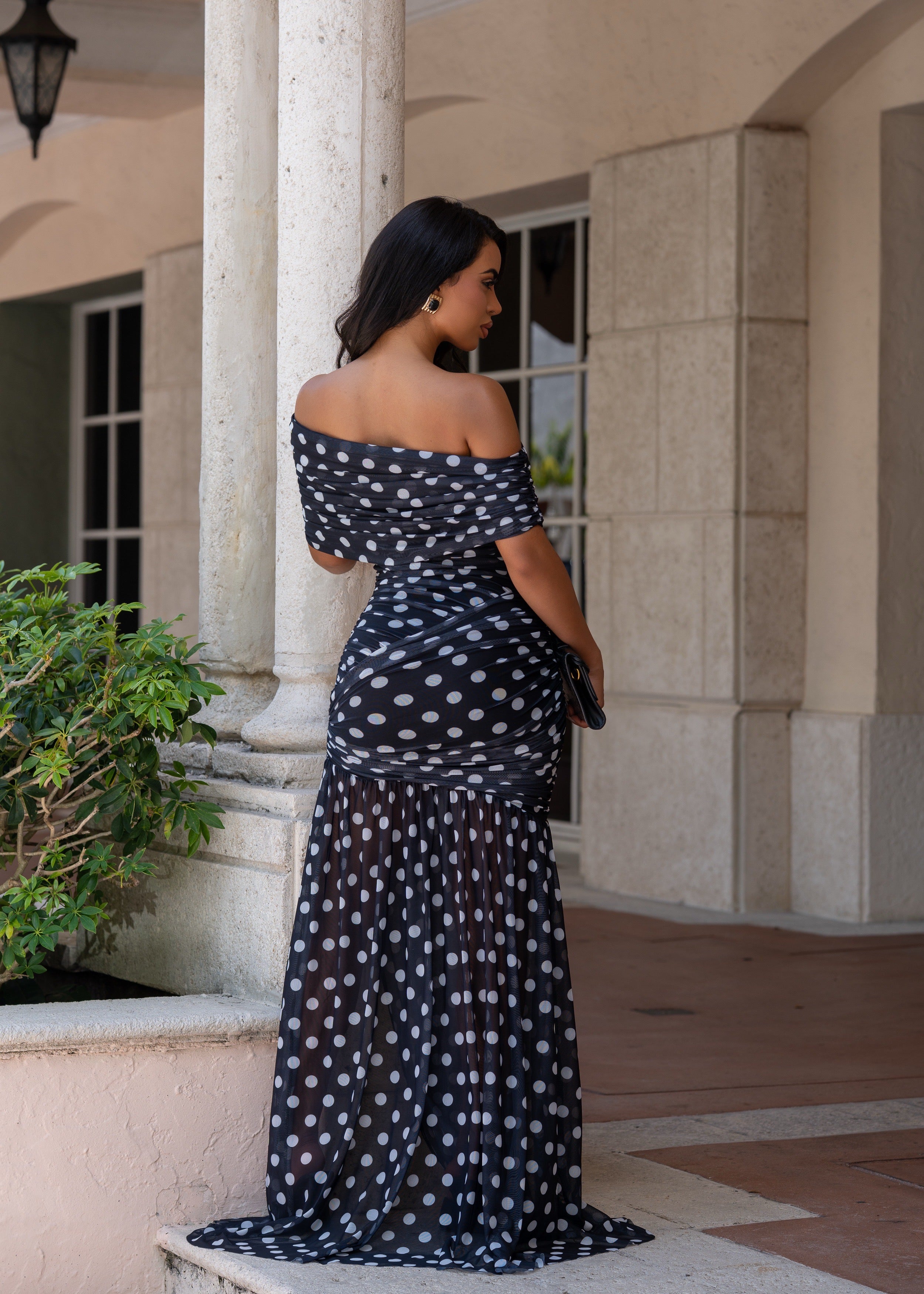 Not So Casual Mesh Ruched Maxi Dress Black
