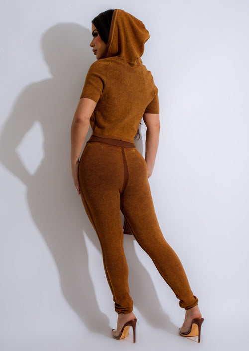 I'm Capricious Knit Jogger Set Brown - cozy and stylish loungewear