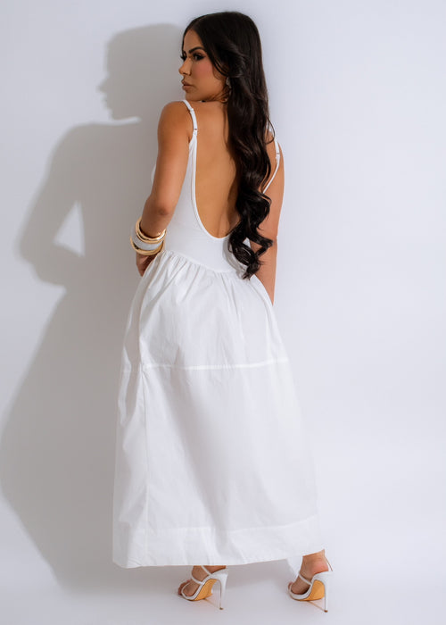 Beautiful European Chic Ribbed Midi Dress White, perfect for a sophisticated look