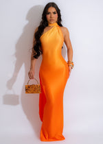 Gets Me Everything Ruched Maxi Dress Orange