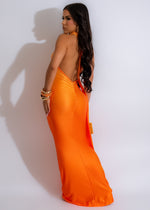 Gets Me Everything Ruched Maxi Dress Orange