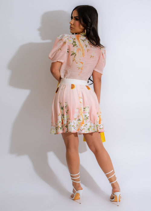 Stylish and feminine Buy My Flowers Skirt Set Pink with delicate floral print
