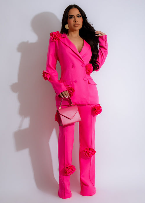 Lets Talk Business Pant Set Pink featuring a stylish pink blazer and matching pants for professional women's attire