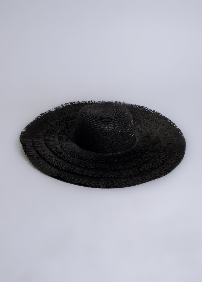 Black luxury vacay hat with wide brim and stylish design