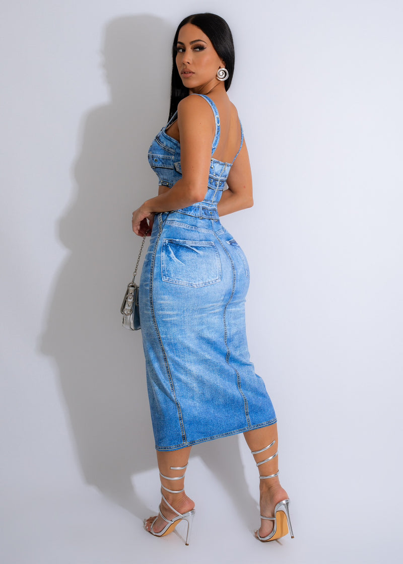 My Best Skirt Set Blue - Elevate your wardrobe with this elegant and sophisticated two-piece skirt set in a gorgeous shade of blue