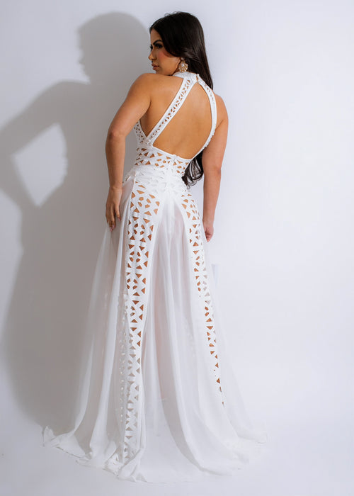 Elegant and beautiful chiffon maxi dress in white, perfect for any occasion