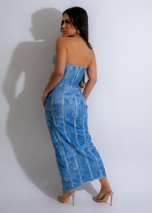 Elegant and stylish Sensational Ruched Skirt Set Blue for a night out