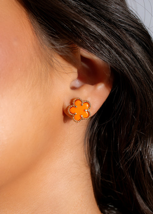 Beautiful orange Roses In The Rain earrings, perfect for a pop of color