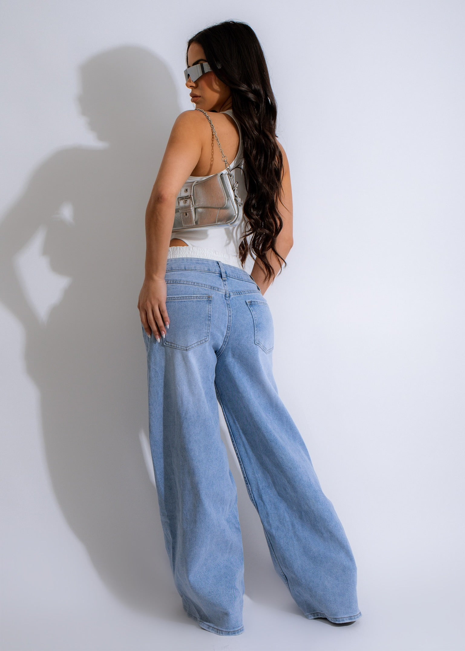 Fashionable light denim alternative jeans designed with a modern twist for versatile styling