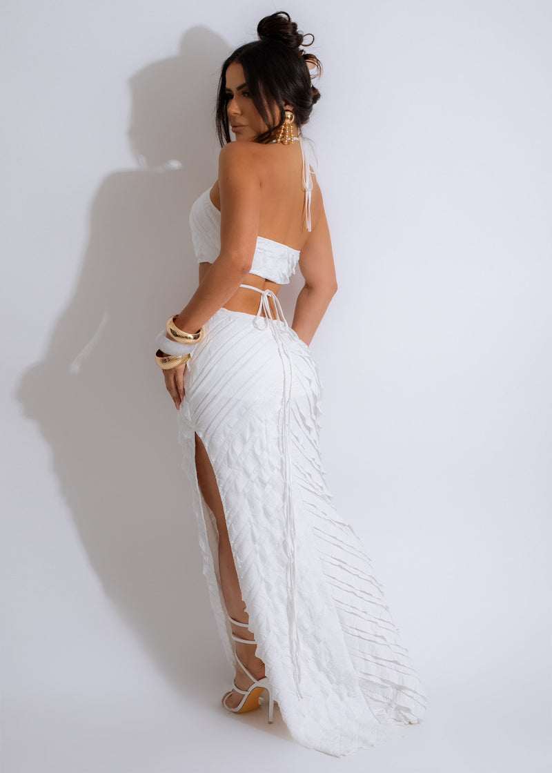  Tell Me Now Maxi Dress White - Side View, Elegant and Comfortable, Versatile for Casual and Formal Events, Stylish and Feminine, Perfect for Beach or Garden Parties