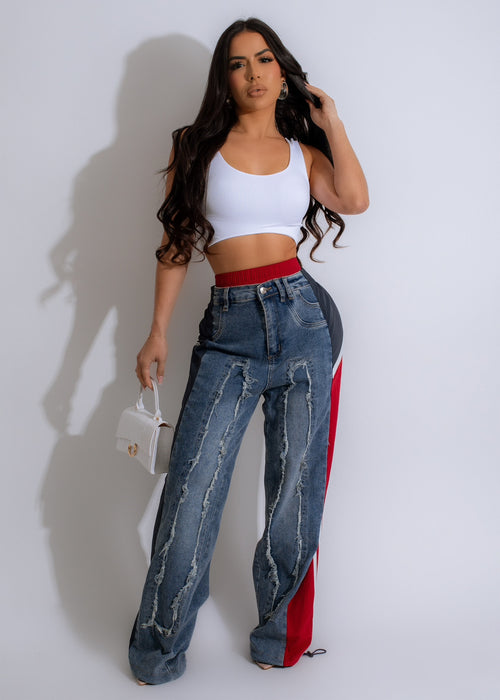 She's Unique Denim Jogger Jeans Red, a comfortable and stylish everyday choice