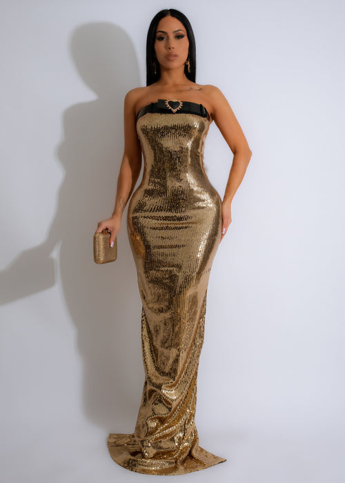 Beautiful Love Story Sequin Maxi Dress in stunning silver color