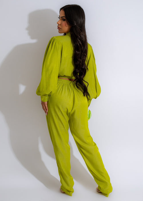 Chic Fluidity Pant Set Green