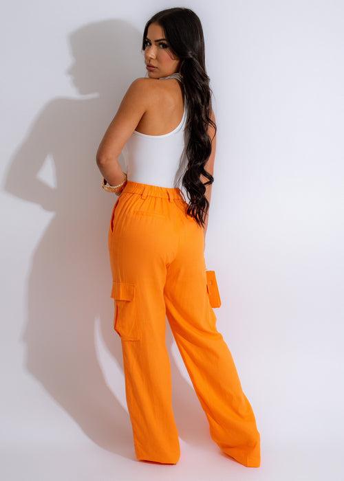 One For One Linen Cargo Pants Orange