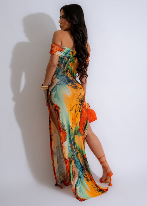 Stunning and flowy Vacation Effect Maxi Dress in eye-catching orange shade