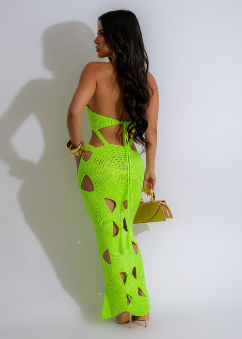 Sweet Summer Crochet Midi Dress Green