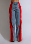High-quality, vibrant red Perfect Vibes Jeans with a flattering fit