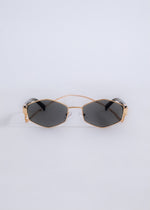  Trendy black sunglasses with mirrored lenses and metal accents for women