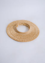  Fashionable open straw hat in nude color with ribbon tie detail