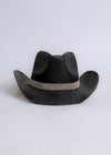Black cowboy hat with sunset glamour rhinestones, perfect for adding a touch of glamour to any outfit