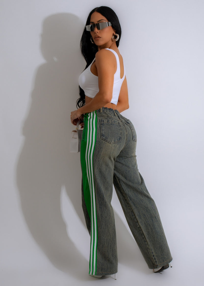 Stylish and unique green jeans with a flattering fit and trendy design