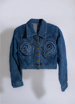 Stylish and trendy denim jacket featuring intricate embroidery and a personalized touch