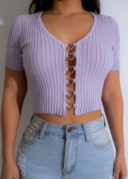 Trendy purple crop top made with soft and comfortable knit fabric