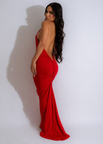 Standing Put Ruched Maxi Dress  Red