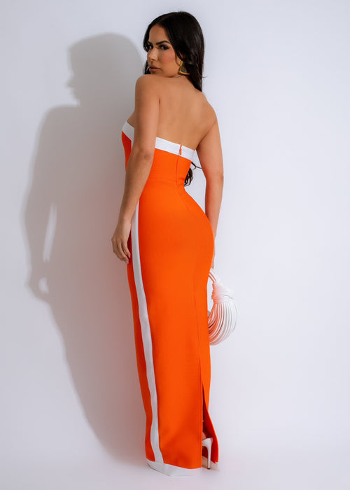  Stunning orange bandage maxi dress for a perfect summer look