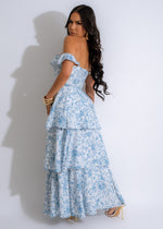 Gorgeous Day Dream Maxi Dress Blue featuring a bohemian-inspired print