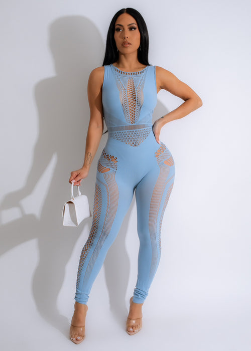 Beautiful blue Blessed Body Jumpsuit with flattering silhouette and comfortable fit