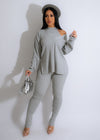 Cozy grey sweater and matching pants set for comfortable playtime