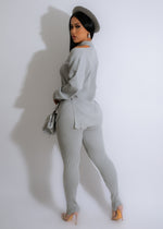 Cozy grey sweater and pant set perfect for lounging or playtime