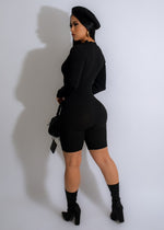 Let's Do Yoga Ribbed Romper Black - comfortable and stylish activewear