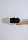 Crescent clutch black made of genuine leather with gold hardware
