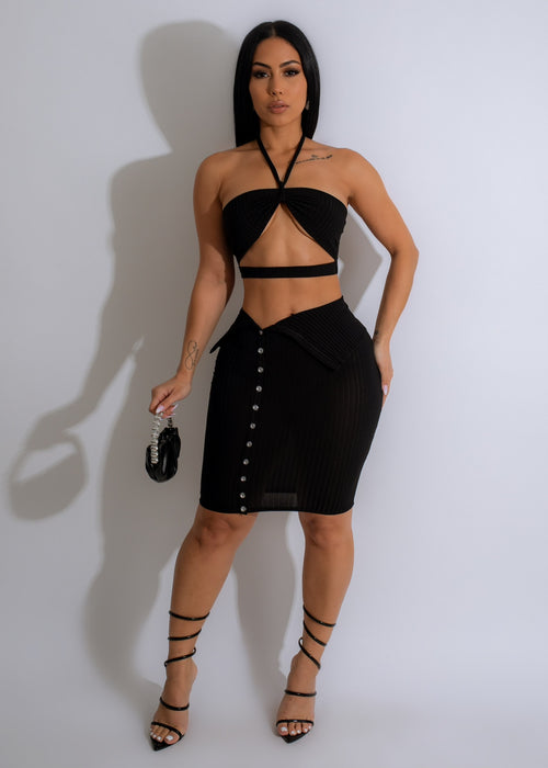 Get A Good Look Skirt Set Black - Stylish and versatile black skirt set for a chic and fashionable look