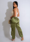 Always Slaying Sating Cargo Jogger Green perfect for casual and active wear