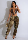 Code Of Honor Camo Cargo Pants in green and brown color combination with multiple pockets and adjustable waistband for a comfortable fit