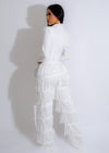 White Mirage Fringe Jumpsuit with stylish design and comfortable fit